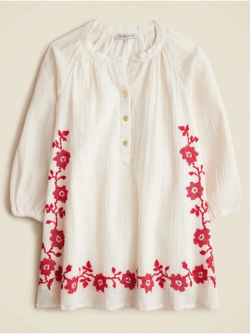 NWT J. Crew Crewcuts Girls' Embroidered Popover Dress Airy Gauze